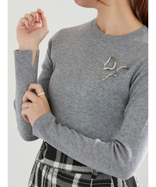 総針クルーネックニット