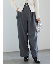 共ベルト付きタックワイドパンツ