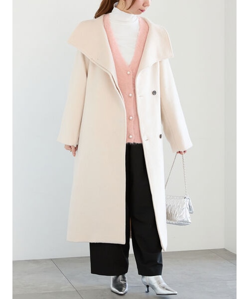 ウールメルトンノーカラーロングコート《2025winter catalog item