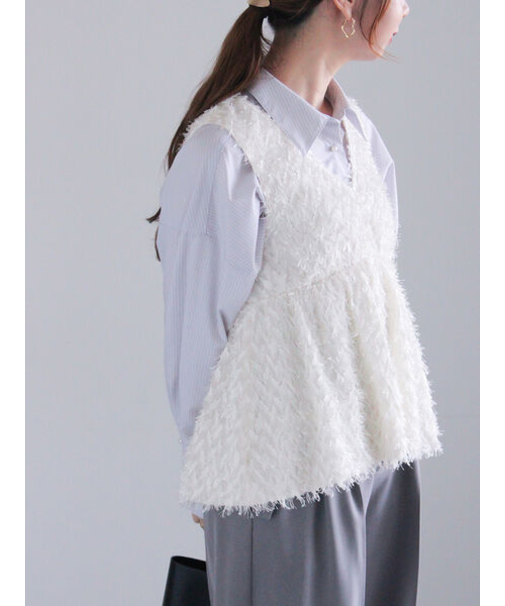 フリンジジャカードジレブラウス