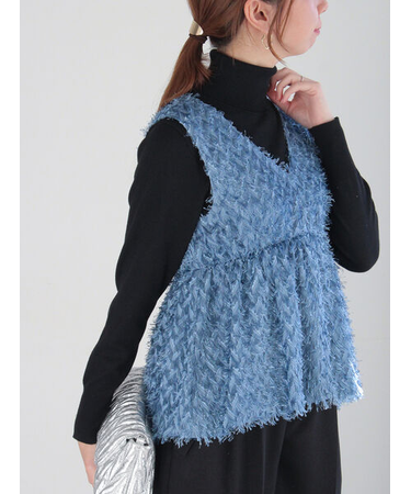 フリンジジャカードジレブラウス