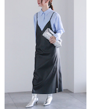 フェイクレザーキャミワンピース