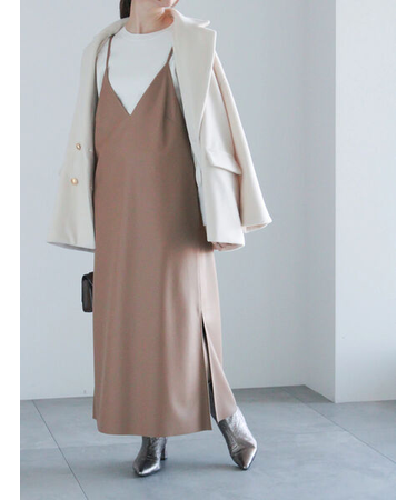 フェイクレザーキャミワンピース