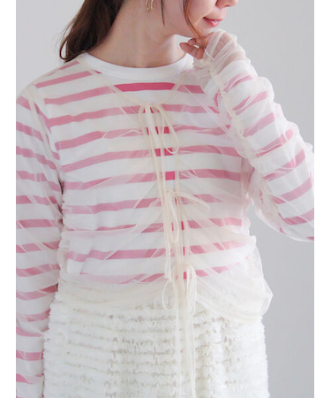 チュールギャザー2wayブラウス