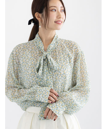 パターンアソートシフォンボウタイブラウス