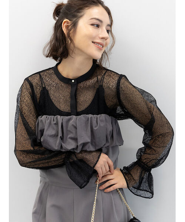 【セレモニーアイテム】キャンディースリーブレースブラウス