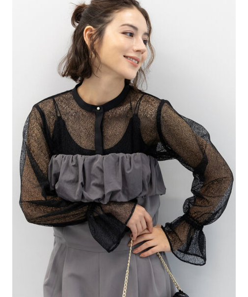 【セレモニーアイテム】キャンディースリーブレースブラウス