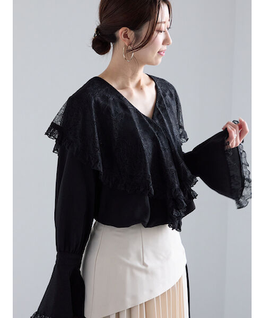 レースコンビフリルカラーブラウス《2025spring catalog item》