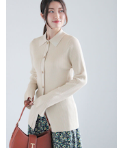 リブポロカラーニットカーディガン《2025spring catalog item》
