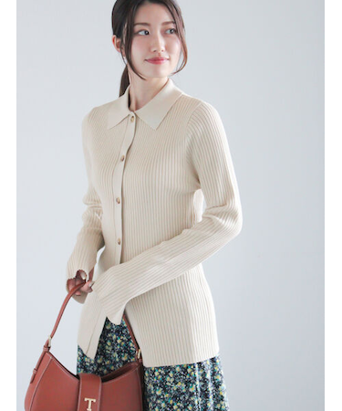 リブポロカラーニットカーディガン《2025spring catalog item》