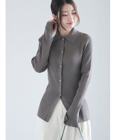 リブポロカラーニットカーディガン《2025spring catalog item》