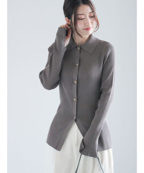 リブポロカラーニットカーディガン《2025spring catalog item》