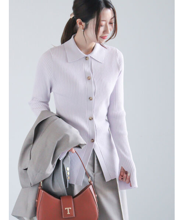 リブポロカラーニットカーディガン《2025spring catalog item》