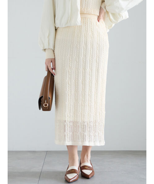 レーシーニットストレートスカート（セットアップ可）《2025spring catalog item》