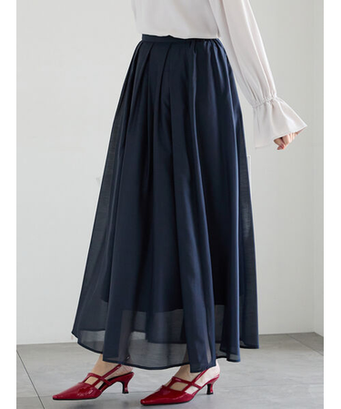 シアロングフレアスカート