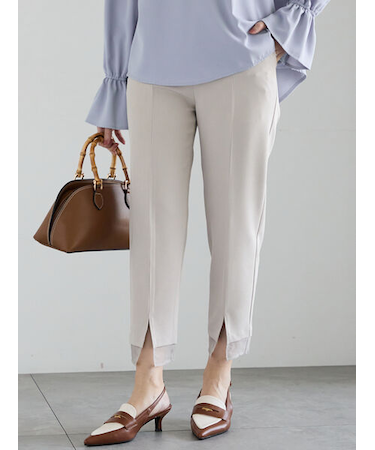 シアーヘムテーパードパンツ