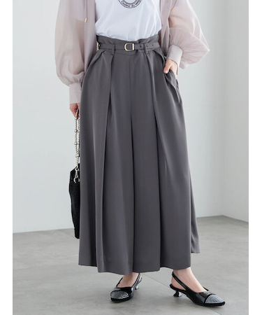 スムースツイルタックフレアガウチョ