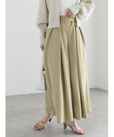 スムースツイルタックフレアガウチョ