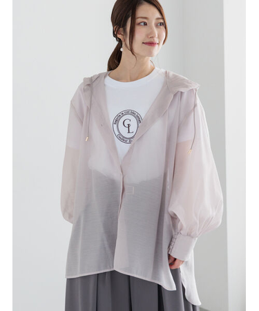 シアーフードシャツ