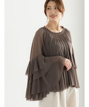 チュールラッフルヘムブラウス