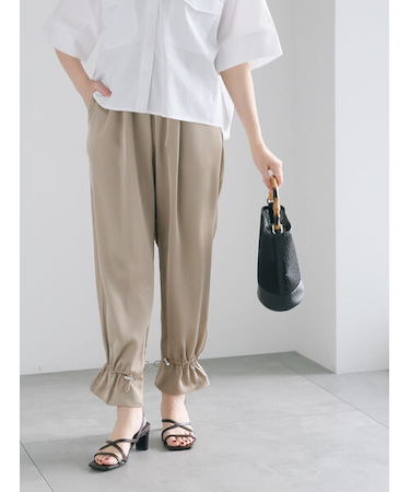 サテンドロストヘムパンツ