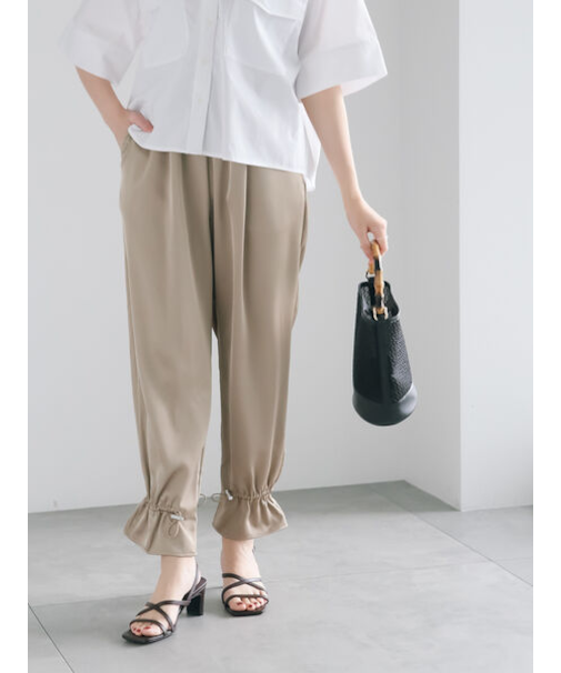 サテンドロストヘムパンツ