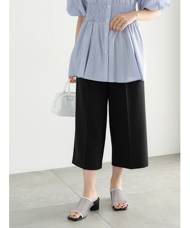 サイドベルトワイドクロップトパンツ