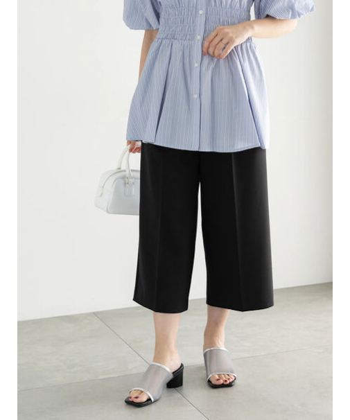 サイドベルトワイドクロップトパンツ
