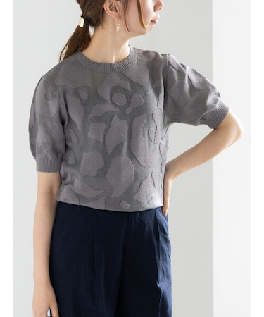 シアージャガードハーフスリーブニット