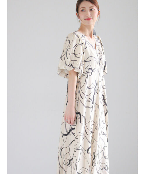 【松井愛莉着用】バルーンスリーブVネックワンピース