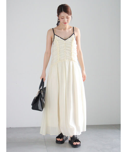 フリルギャザーキャミワンピース