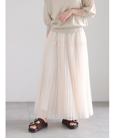 レースプリーツロングスカート