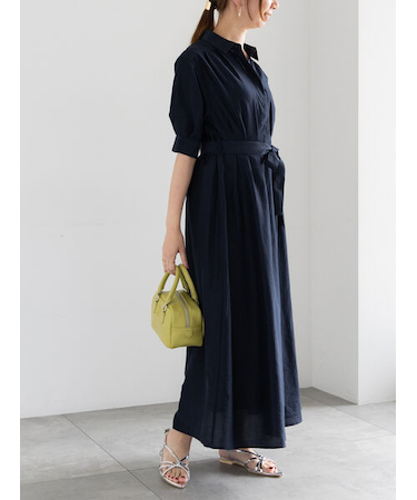 スパンローンシャツワンピース