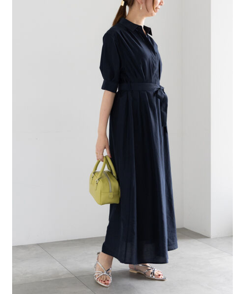 スパンローンシャツワンピース