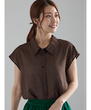 シアサッカージオメ柄シャツブラウス