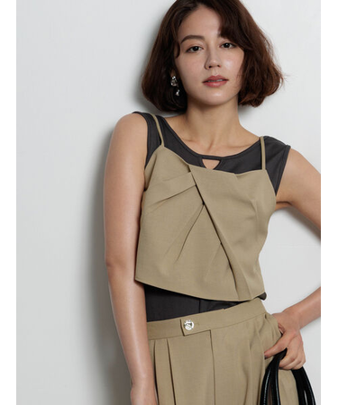 麻調ランダムタックキャミブラウス(セットアップ可)