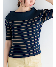 ハーフスリーブオフショルニット