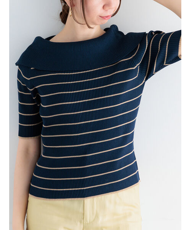 ハーフスリーブオフショルニット