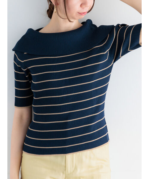 ハーフスリーブオフショルニット