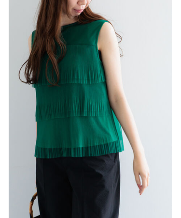 ティアードチュールプリーツブラウス