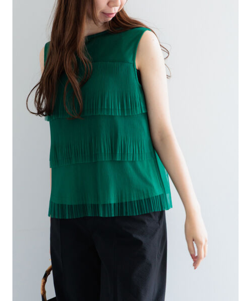 ティアードチュールプリーツブラウス