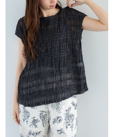 ミニフリルボーダーブラウス