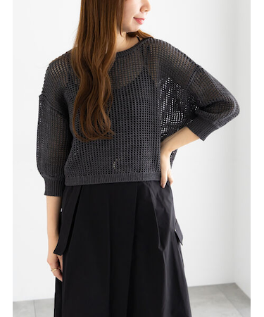 スパンコールメッシュハーフスリーブニット《2025Autumn catalog item》