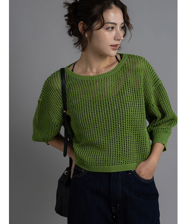 スパンコールメッシュハーフスリーブニット《2025Autumn catalog item》