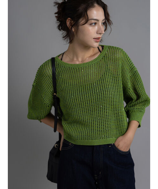 スパンコールメッシュハーフスリーブニット《2025Autumn catalog item》