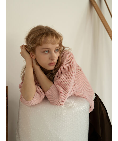 スパンコールメッシュハーフスリーブニット《2025Autumn catalog item》