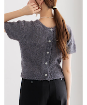 テープヤーン前後2WAY5分袖カーディガン