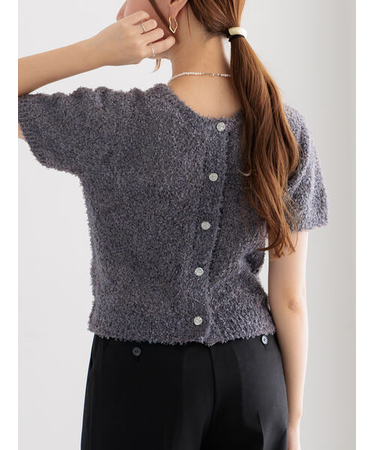 テープヤーン前後2WAY5分袖カーディガン