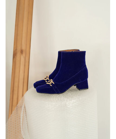 メタルパーツ×スエード調ミドルブーツ