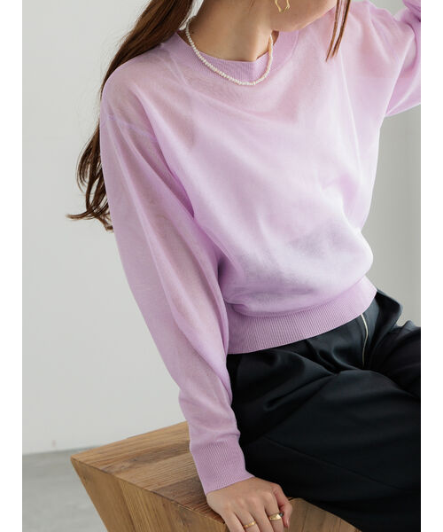 Reneルネ★ニットコートAir  Hoodie★ベージュピンク★３６ ゆるニットプルオーバー（ニット/セーター）｜leune（ルネ）の